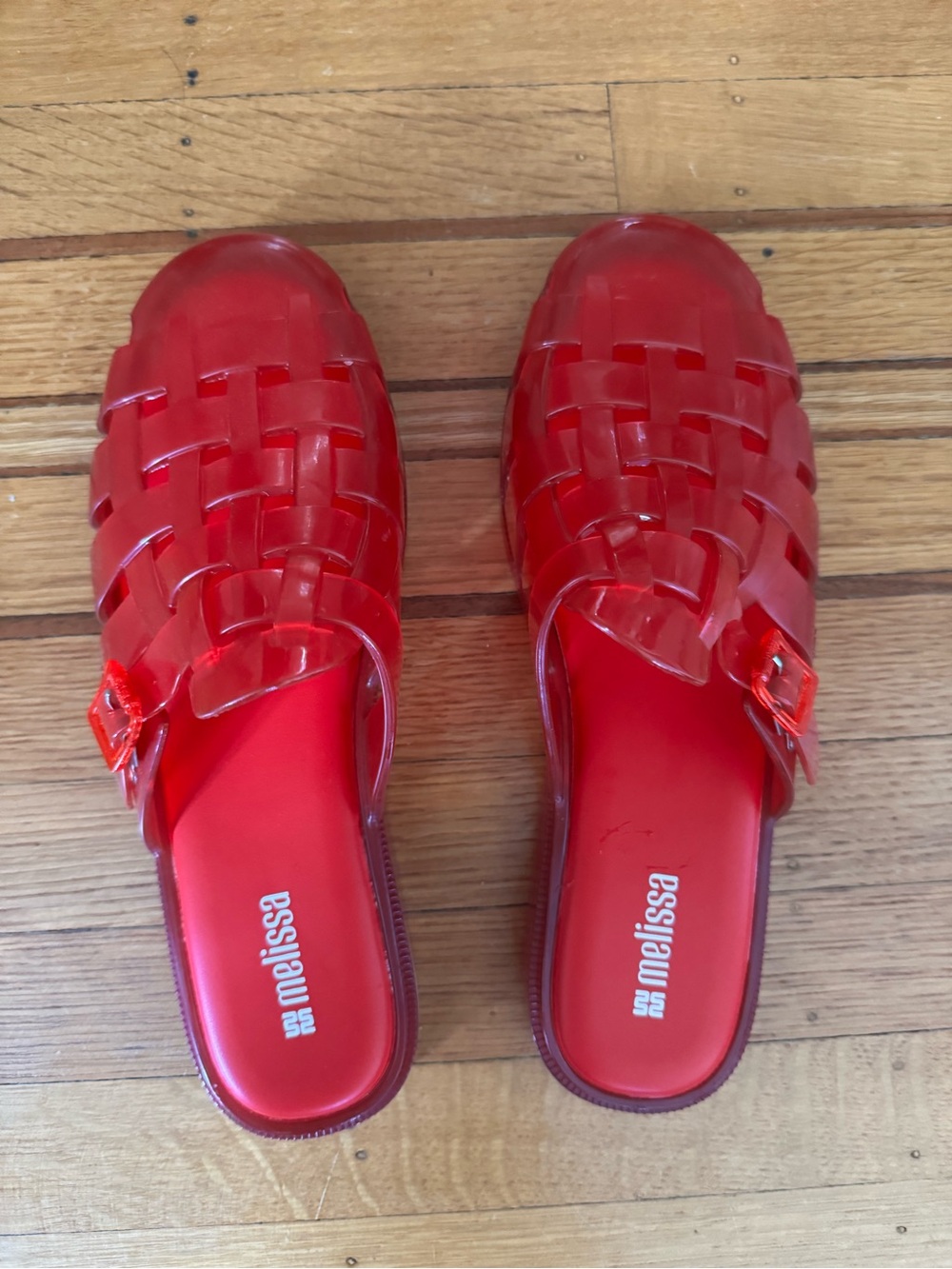 Melissa Red Woven Jelly Slide Mules